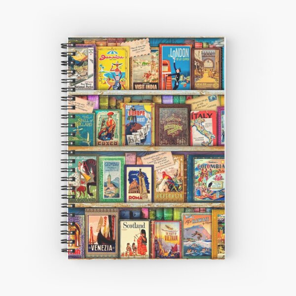 Travel Guide Book Shelf Spiral Notebook