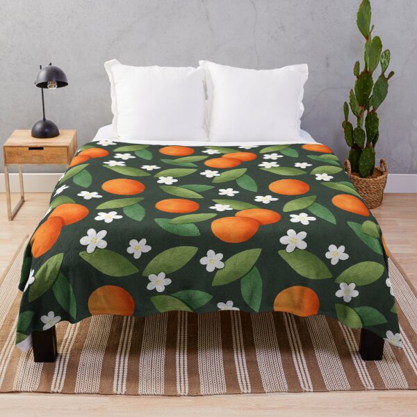 Item preview, Cute oranges pattern with white flowers and green leaves.  designed and sold by helga-wigandt.