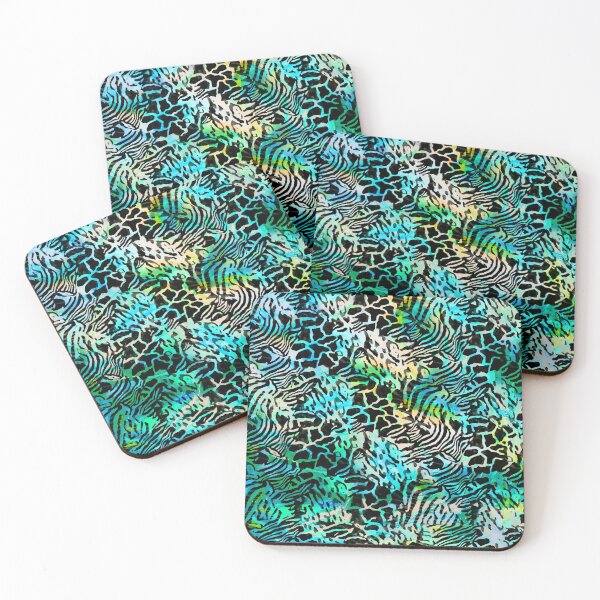 Item preview, Turquoise Colorful Abstract Animal Print Ethnic African Inspired Textile Art Pattern designed and sold by BlackArt Cafe.