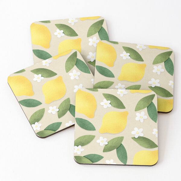 Item preview, Cute lemons pattern with white flowers and green leaves.  designed and sold by helga-wigandt.