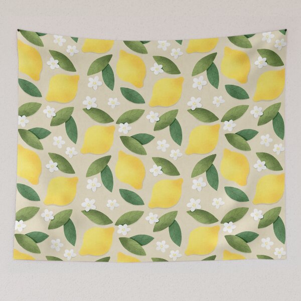 Item preview, Cute lemons pattern with white flowers and green leaves.  designed and sold by helga-wigandt.