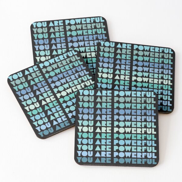 Item preview, You Are Powerful Positive Message in Shades of Blue and Green designed and sold by TheMurphyGirl.
