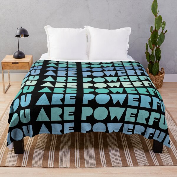 Item preview, You Are Powerful Positive Message in Shades of Blue and Green designed and sold by TheMurphyGirl.