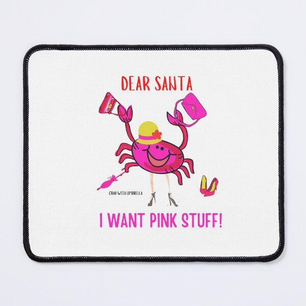 Item preview,  CUTE FUNNY CARTOON FUCHSIA  RED PINK “CRAB WITH UMBRELLA” CHRISTMAS/I WANT PINK STUFF! designed and sold by EllieMonroe.