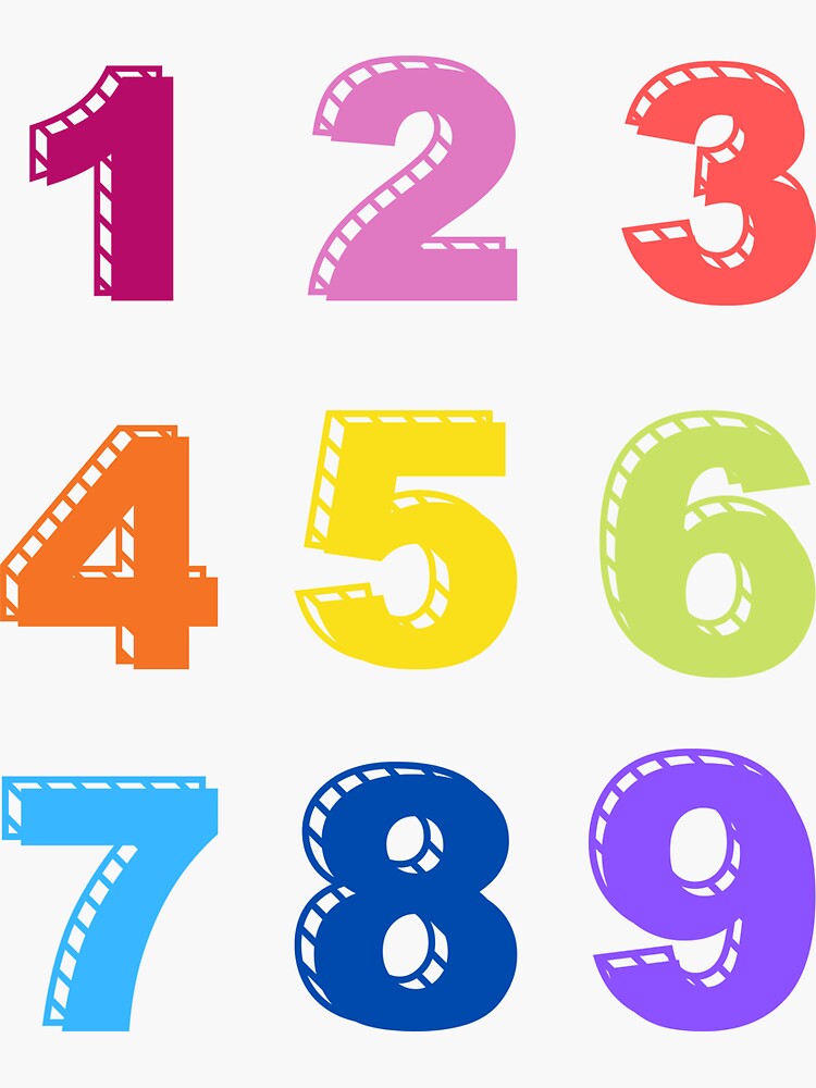 1-9 numbers  Sticker for Sale by stickerpod