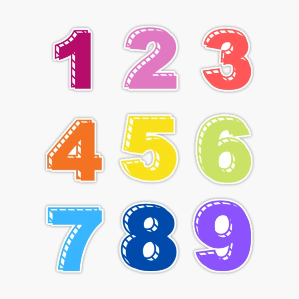 1-9 numbers  Sticker for Sale by stickerpod