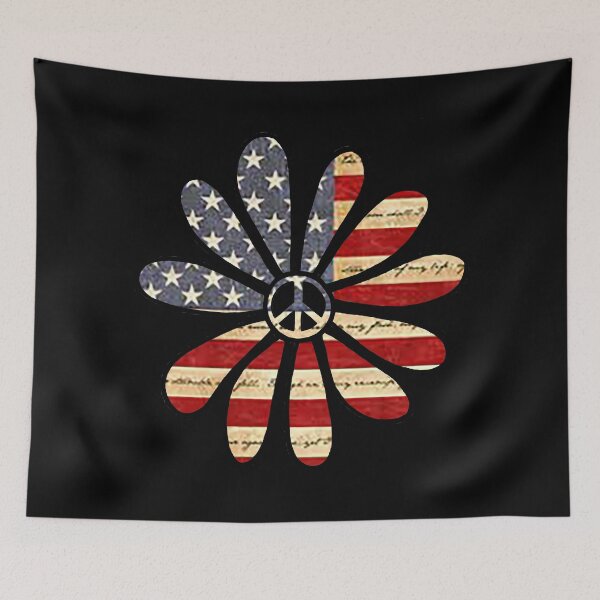 Item preview, Hippie Flower Power Peace Sign American Flag designed and sold by Swigalicious.