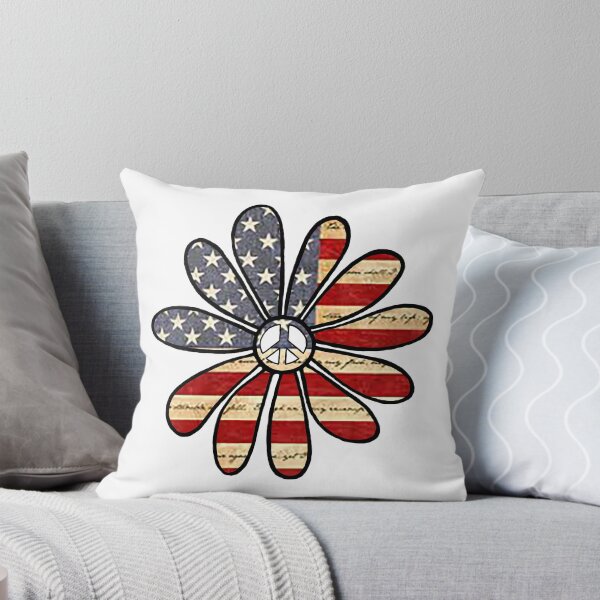 Item preview, Hippie Flower Power Peace Sign American Flag designed and sold by Swigalicious.
