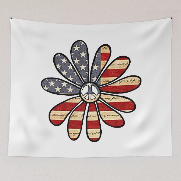 Item preview, Hippie Flower Power Peace Sign American Flag designed and sold by Swigalicious.
