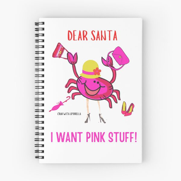 Item preview,  CUTE FUNNY CARTOON FUCHSIA  RED PINK DEAR SANTA “CRAB WITH UMBRELLA” (IWANT PINK STUFF) designed and sold by EllieMonroe.