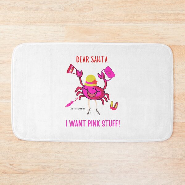 Item preview, CUTE FUNNY CARTOON FUCHSIA RED PINK DEAR SANTA “CRAB WITH UMBRELLA” (IWANT PINK STUFF) designed and sold by EllieMonroe.