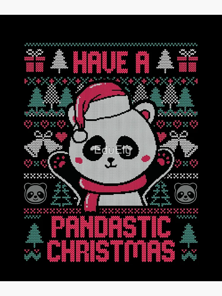 Pandastic Christmas Funny Ugly Sweater Xmas Panda Gift Poster for Sale by EduEly Redbubble