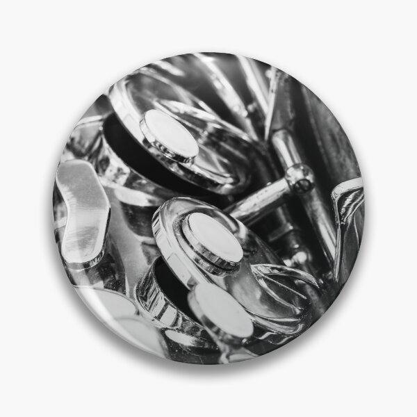 Item preview, Vintage Saxophone Close Up Keys Black and White designed and sold by Andreea Eva Herczegh.