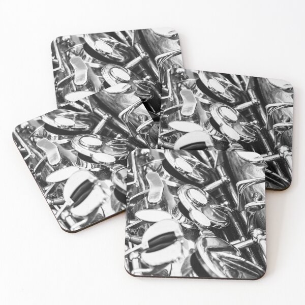 Item preview, Vintage Saxophone Close Up Keys Black and White designed and sold by Andreea Eva Herczegh.