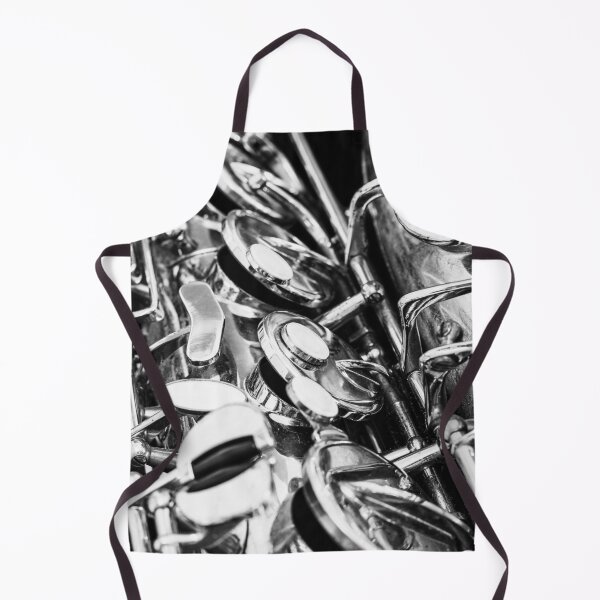 Item preview, Vintage Saxophone Close Up Keys Black and White designed and sold by Andreea Eva Herczegh.