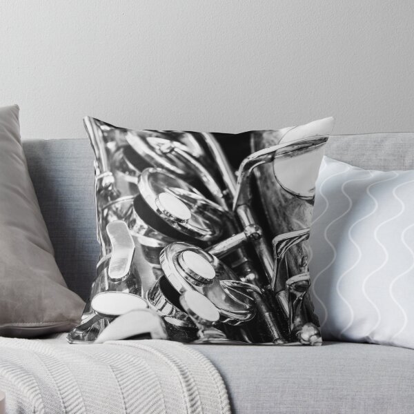 Item preview, Vintage Saxophone Close Up Keys Black and White designed and sold by Andreea Eva Herczegh.