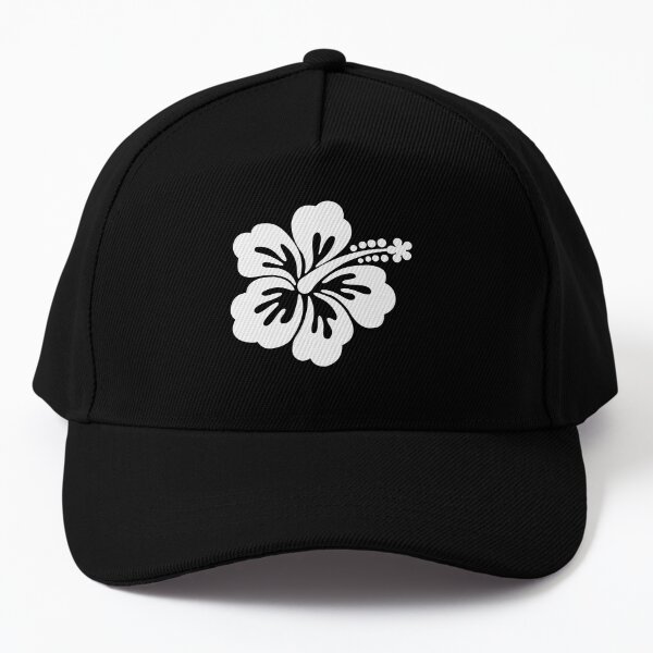 Black and White Tropical Hibiscus Flower Baseball Cap