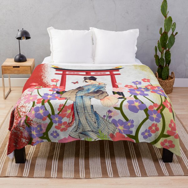 Item preview, Japanese Geisha Girl In Blue Kimono designed and sold by whitedove457.