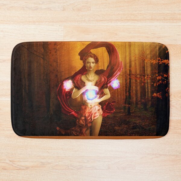 Item preview, Sorceress practicing magic in the fantasy forest designed and sold by brendanre.