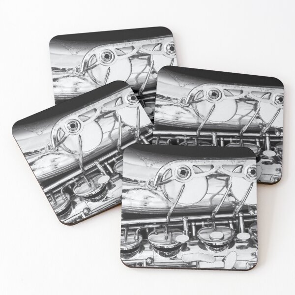 Item preview, Vintage Jazz Saxophone Horizontal Close Up Black and White designed and sold by Andreea Eva Herczegh.