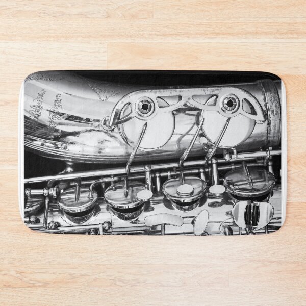 Item preview, Vintage Jazz Saxophone Horizontal Close Up Black and White designed and sold by Andreea Eva Herczegh.