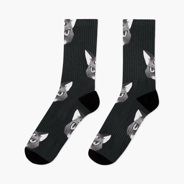 Item preview, Black Purr Evil Three-Eyed Cat - Black and White designed and sold by ShyOwlet.