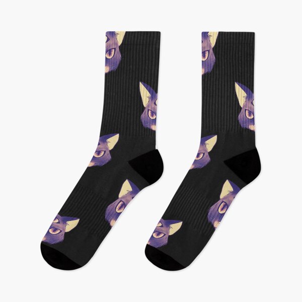Item preview, Spooky Purr Evil Three-Eyed Cat - Purple and Yellow variation designed and sold by ShyOwlet.