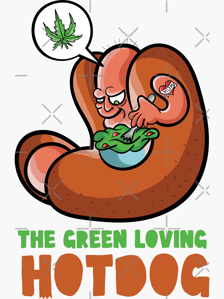 Thumbnail 3 of 3, Sticker, The green loving Hot Dog designed and sold by artztur.