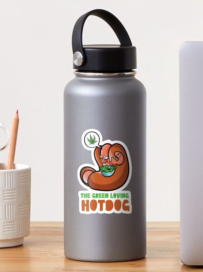 Thumbnail 1 of 3, Sticker, The green loving Hot Dog designed and sold by artztur.