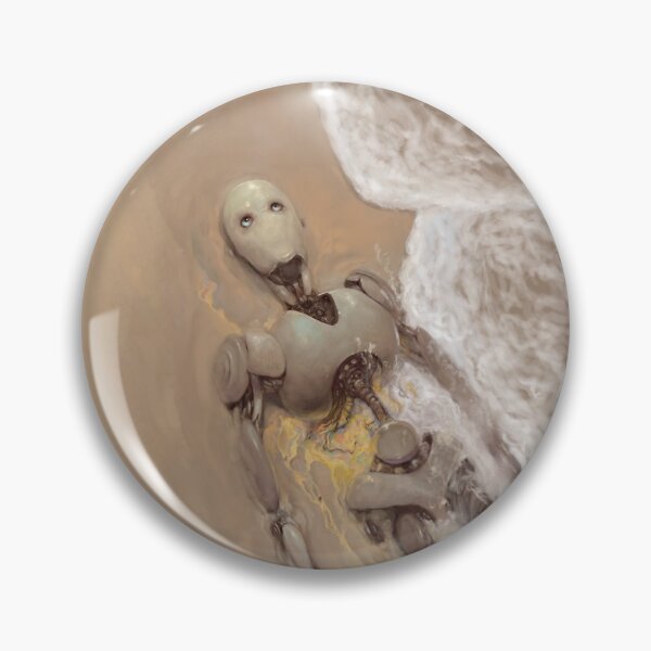 Artikelvorschau, "Transitons", Malerei eines Roboters am Strand entworfen und verkauft von Burton Gray.