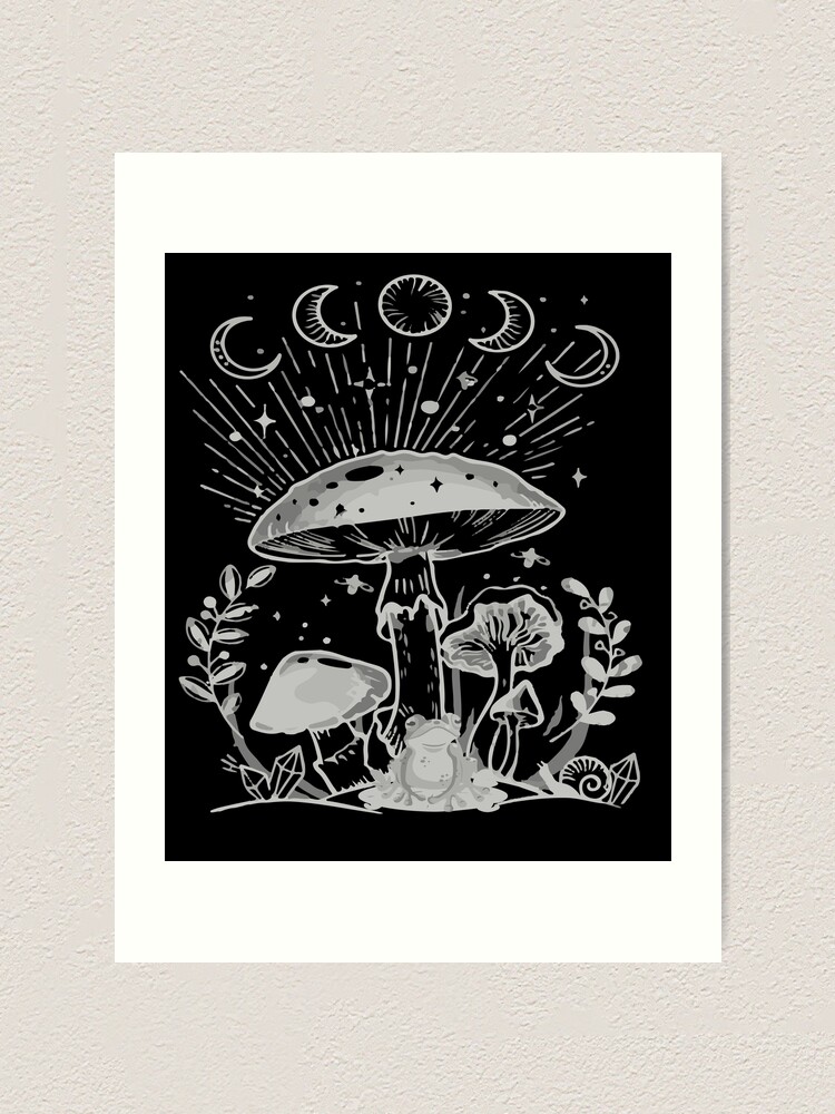 Cute Cottagecore Aesthetic Frog Mushroom Moon Witchy Vintage Art Print For Sale By Artmagasin