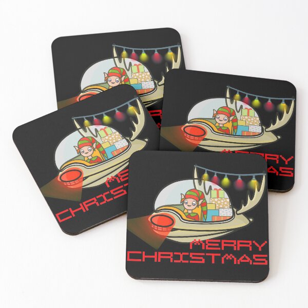 Item preview, Elf Flying a Rudolf Spacecraft Full Of Holiday Gifts - Merry Christmas designed and sold by ViewerEqualsPhoton.