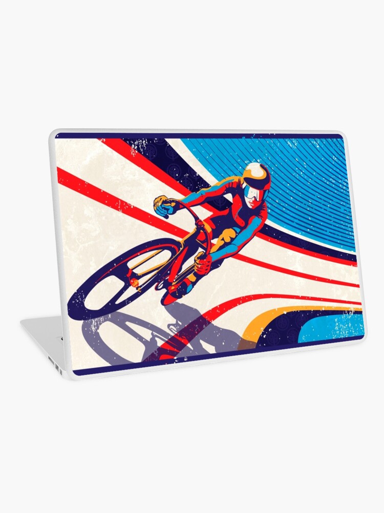 Thumbnail 1 of 2, Laptop Skin, retro track cycling print poster designed and sold by SFDesignstudio.