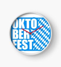 fun oktoberfest text flag blue white pattern party celebrate design cool Clock