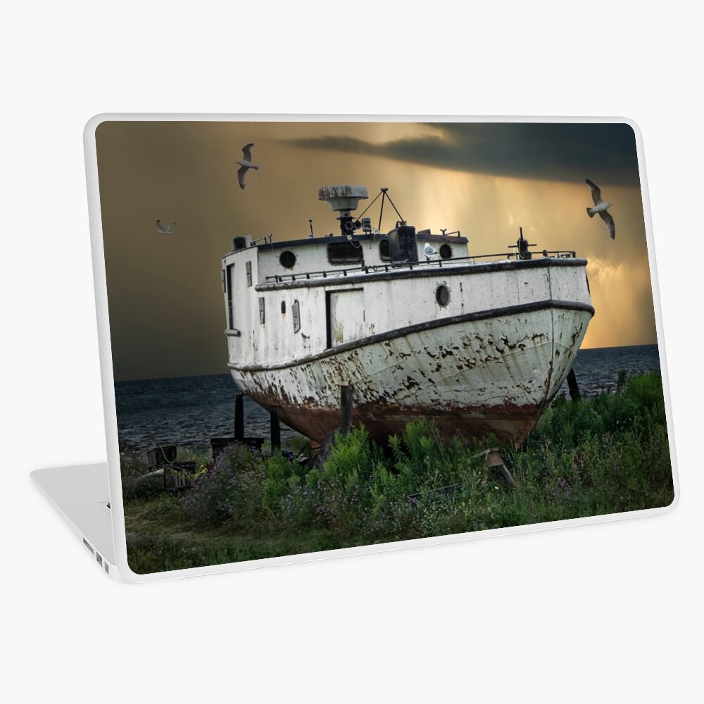 Old Fishing Boat on shore with Storm moving in Photograph by