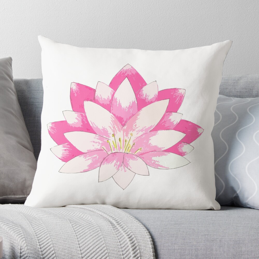 Pink Lotus Throw Pillow