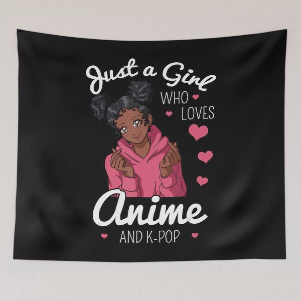 Item preview, Just A Girl Who Loves Anime And K-Pop African American Afro  designed and sold by ElesaFox.