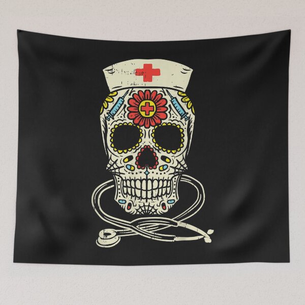 Item preview, Nurse Sugar Skull Stethoscope RN Medical Halloween Costume designed and sold by hanesmlwn64.