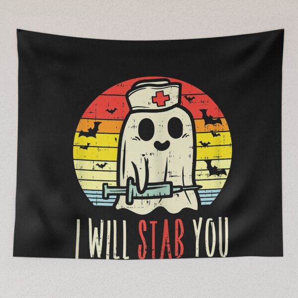 Item preview, Womens Will Stab You Ghost Nurse Retro Halloween 2021 Nursing RN designed and sold by hanesmlwn64.