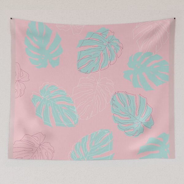 Item preview, tropical bright colors, with tropical leaves and teaf outline tropical leaf designed and sold by CrankyCactus.