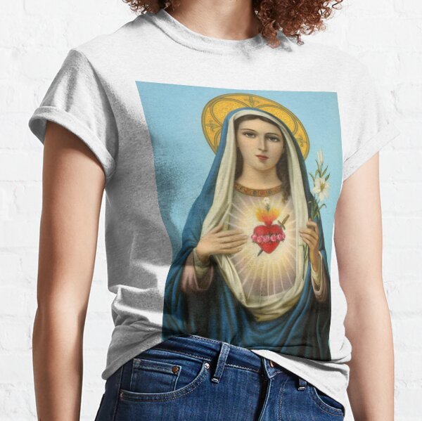 Immaculate Heart of Virgin Mary Womens Casual Cotton Tee Shirts Short Sleeve O-Neck Sports Tops and Blouses T-Shirt 