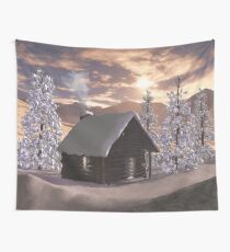 Winter Cabin Wall Tapestry