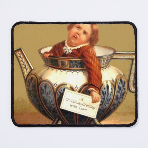 Item preview, Funny Vintage Victorian Christmas Card Boy in Teapot designed and sold by TheWitchsWolf.