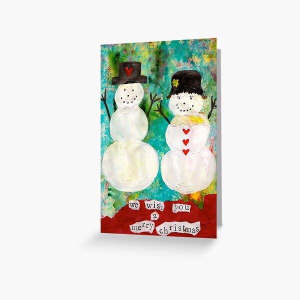 We Wish You A Merry Christmas, Snowman, Snow People, Winter, Cheerful Greeting Card