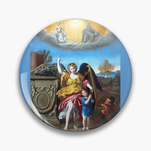 Item preview, Fine Angel Art Work, Heaven, Angels and the Devil, Retouched up Domenichino Guardian Angel, year 1615, oil on canvas designed and sold by LifeIsAGiftD.