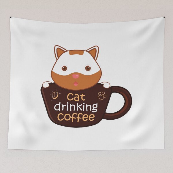 Item preview, Cute Cat Drinking Coffee designed and sold by conan adv.