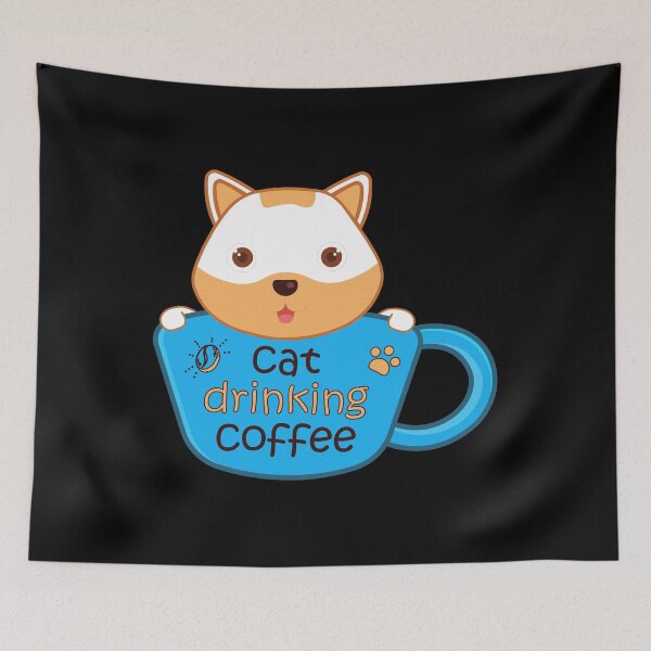 Item preview, Cute Cat Drinking Coffee designed and sold by conan adv.