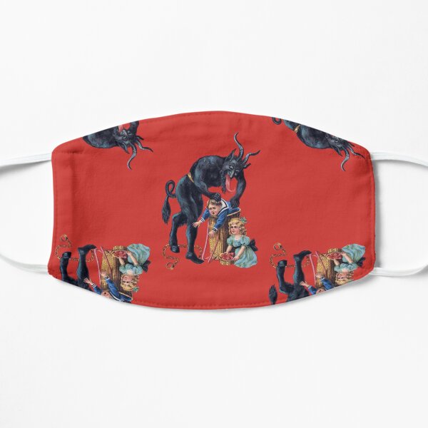 ugly christmas krampus antique red Flat Mask