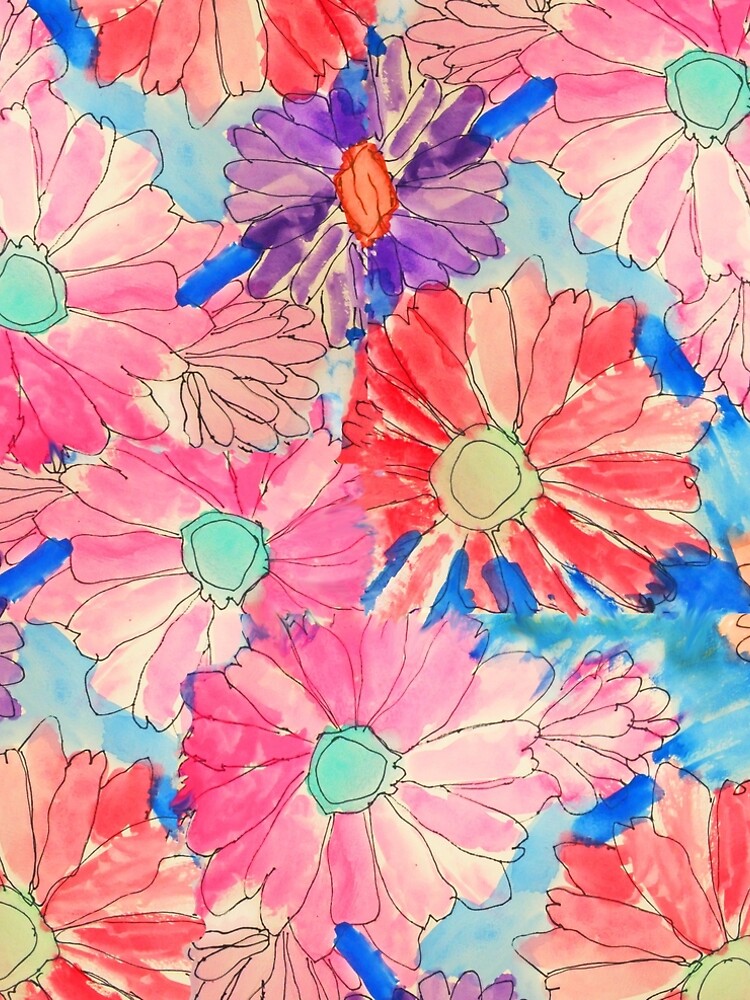 Rainbow Watercolor Flowers by artshopc360