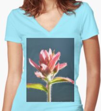 fusia alpine paint brush #1 Women's Fitted V-Neck T-Shirt